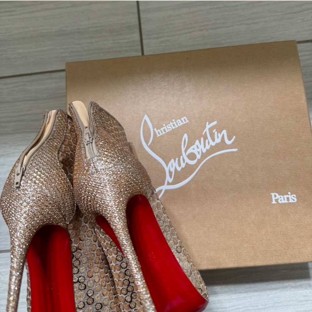 Christian Louboutin Gold Red Heels